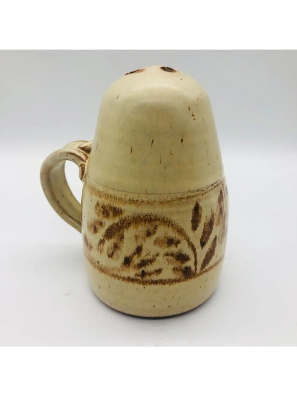 Becky Eiker Studio Pottery Ceramic Cheese Shaker and Cork Stopper Signed